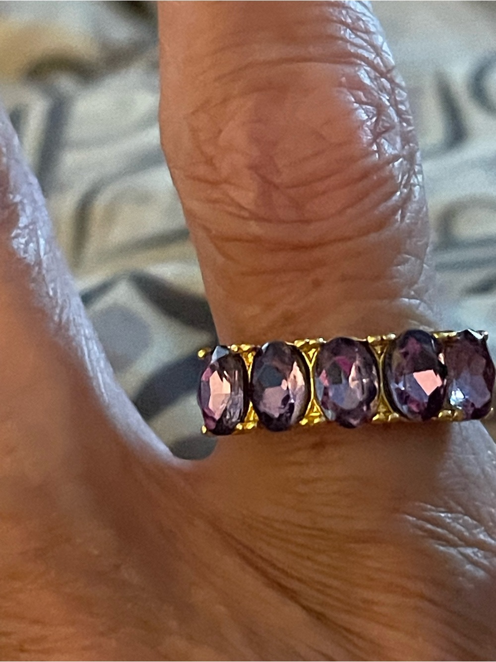 Purple Oval Stone Gold-Plate Band size 6